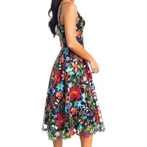 Dress the Population Maren Floral Embroidered Fit & Flare Dress, Size XS